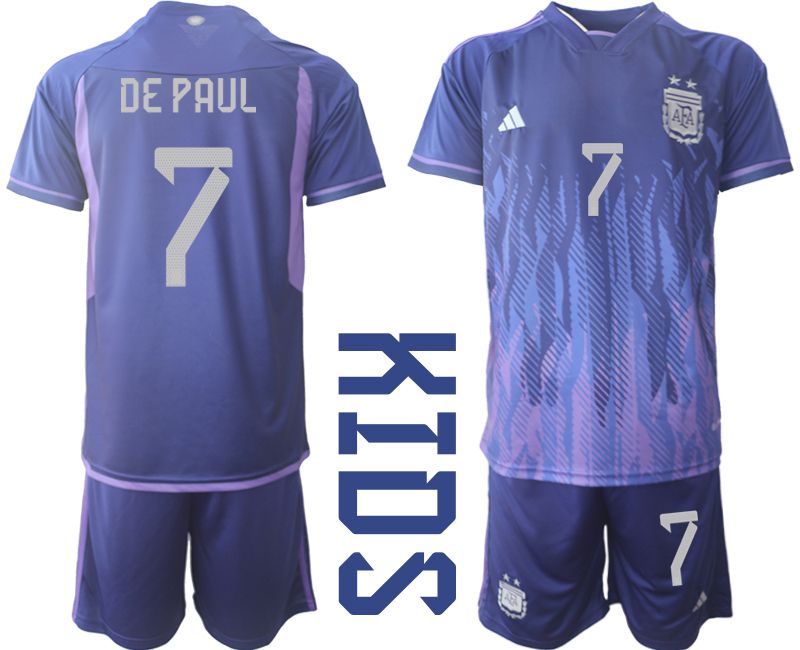Youth 2022 World Cup National Team Argentina away purple 7 Soccer Jersey